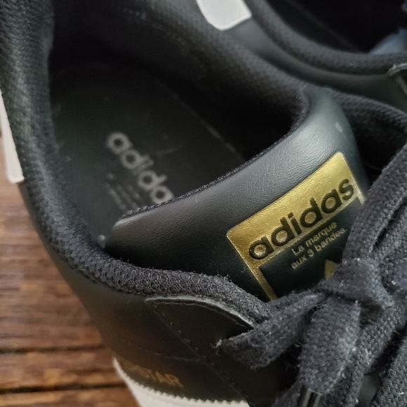 Adidas Superstar Black with White Stripes Men's Sneakers Size 11.5 - Picture 9 of 11
